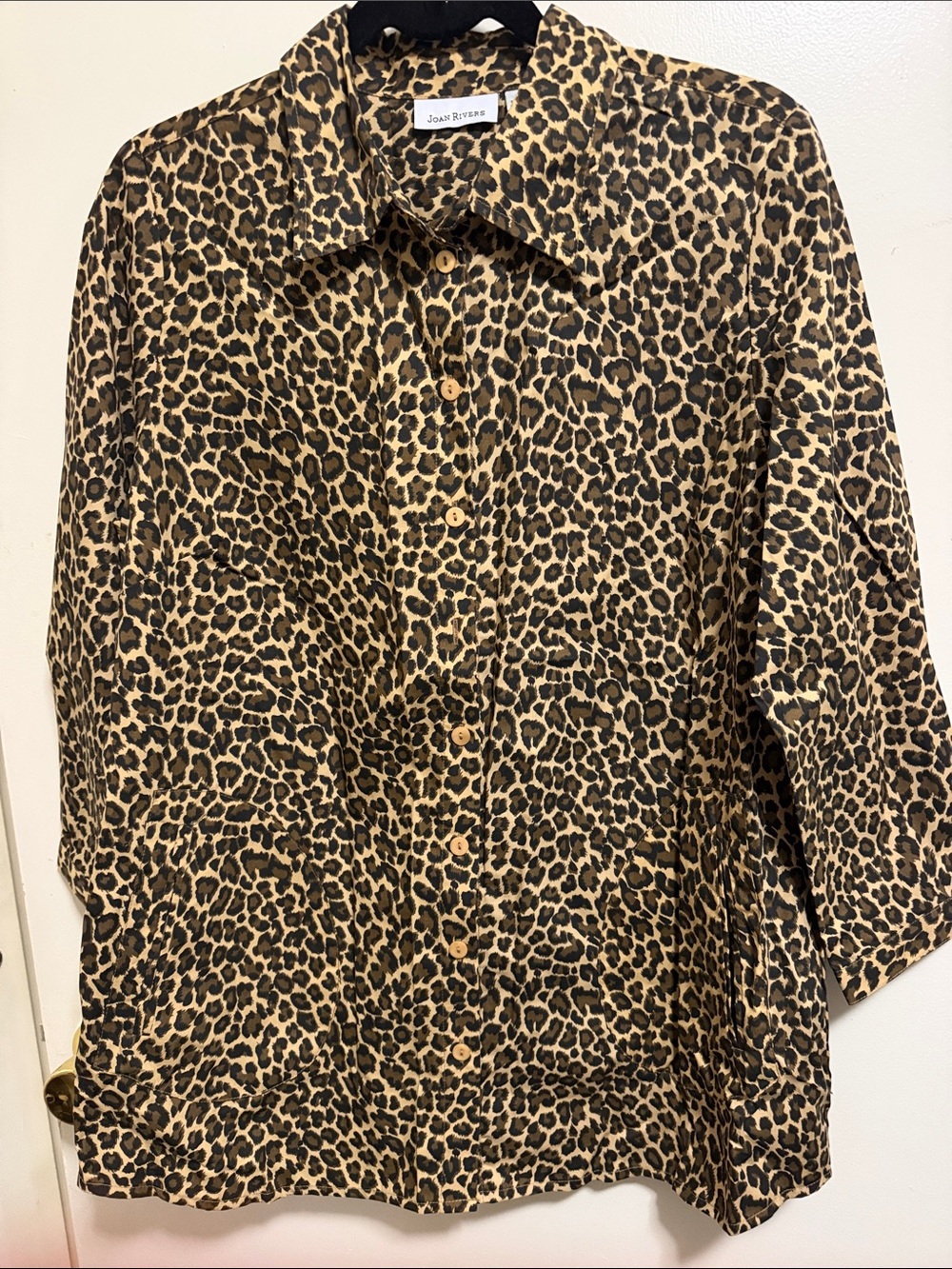 Joan Rivers Leopard Print Button-Down Shirt in Brown and Black